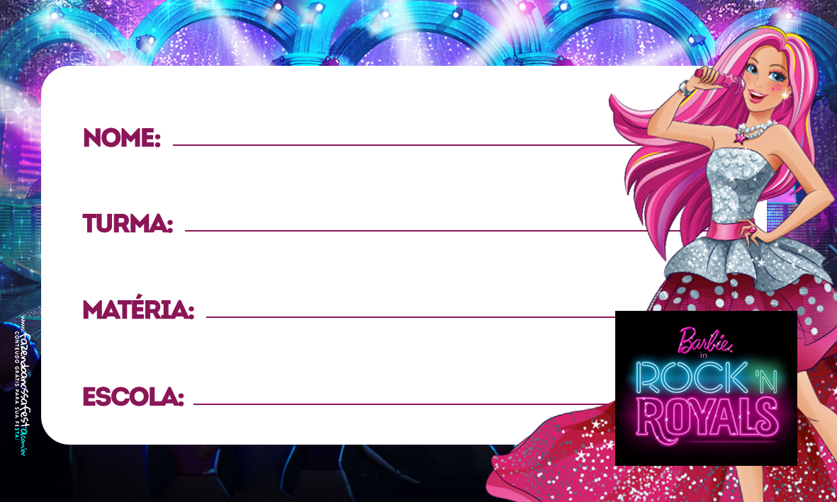 Barbie in RockRoyals Etiqueta Escolar