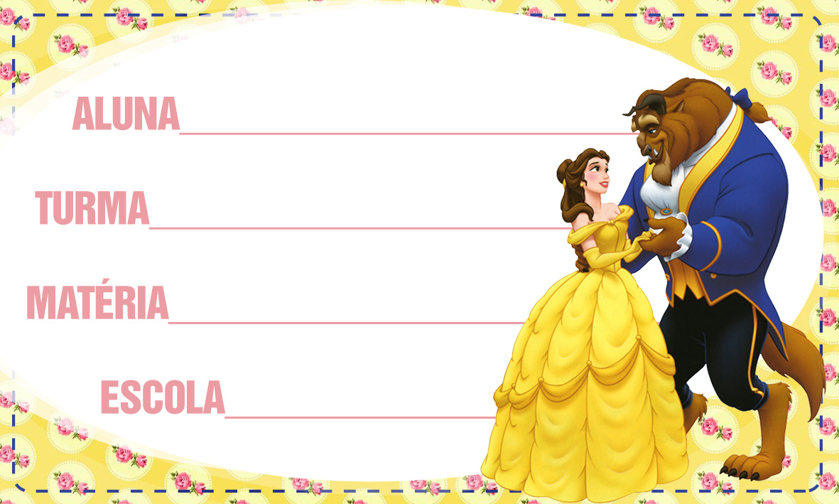 Bela e a Fera Etiqueta Escolar