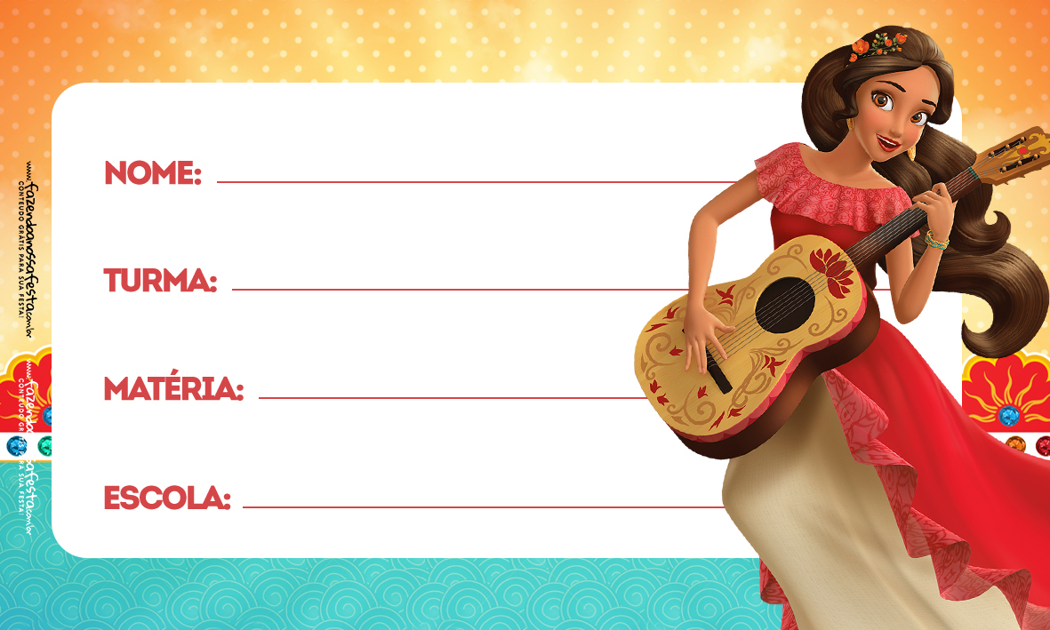 Elena de Avalor Etiqueta Escolar
