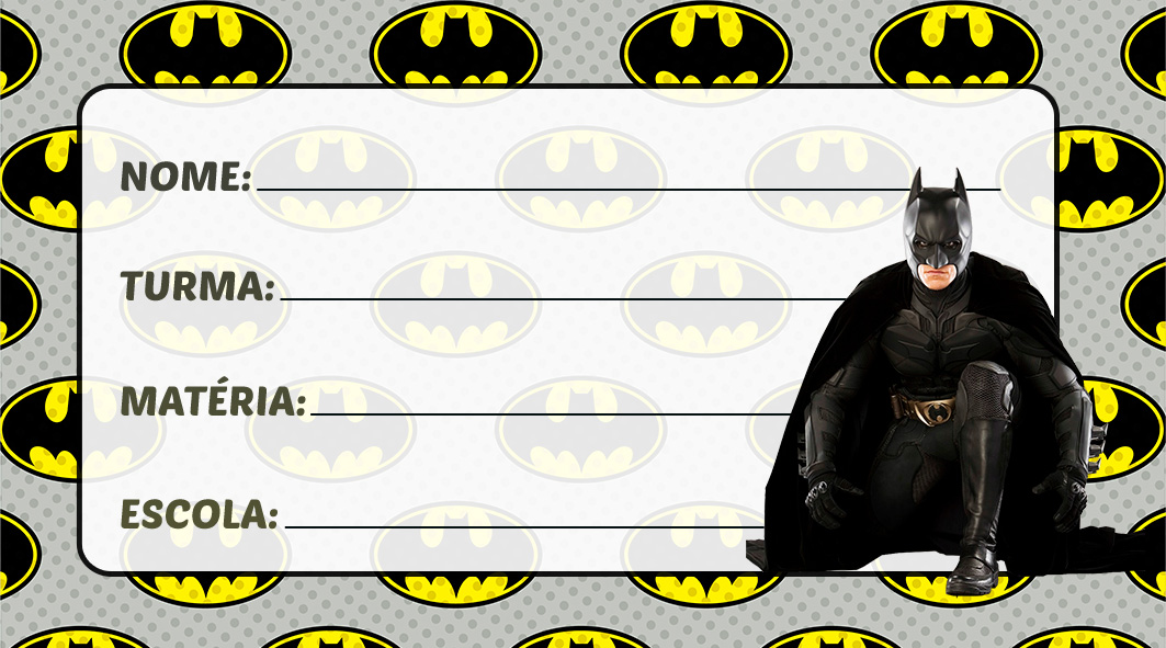 Etiqueta Escolar Batman Homem Morcego - Imagem Legal