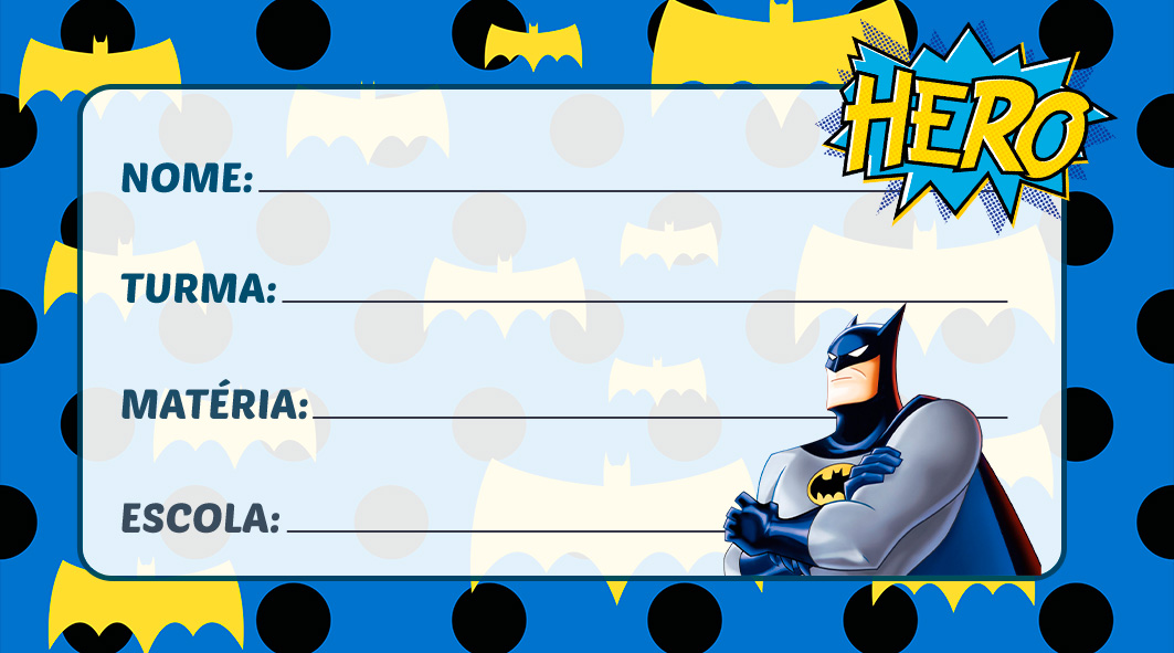 Etiqueta Escolar Bonecos do Batman - Imagem Legal