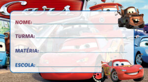 Etiqueta Escolar Carros Disney