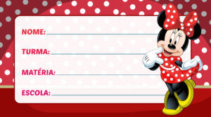 Etiqueta Escolar Minnie Vestido Vermelho