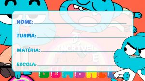 Etiqueta Escolar O Incrível Mundo de Gumball