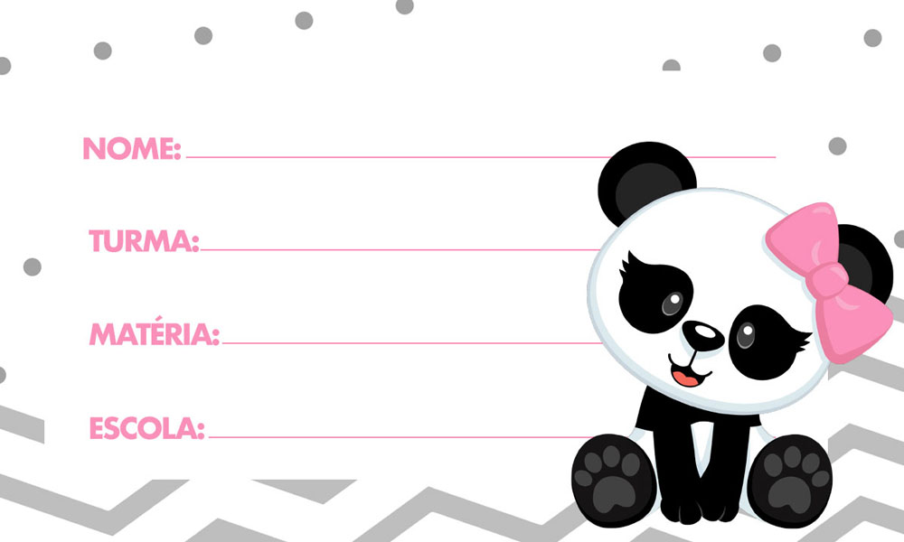 Etiqueta Escolar Panda para Imprimir