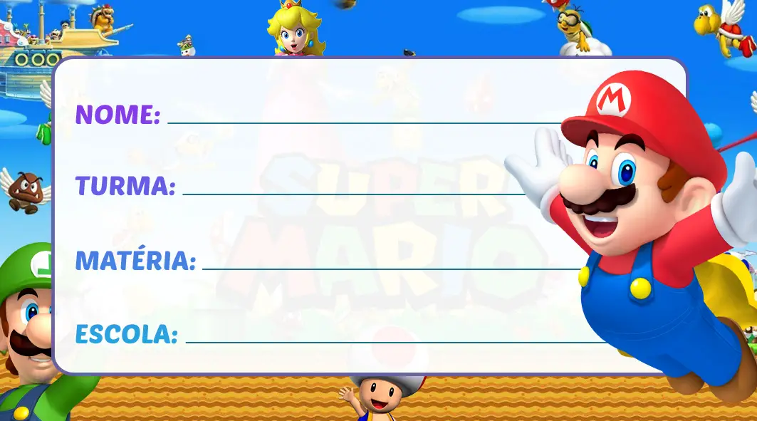 Etiqueta Escolar Super Mario