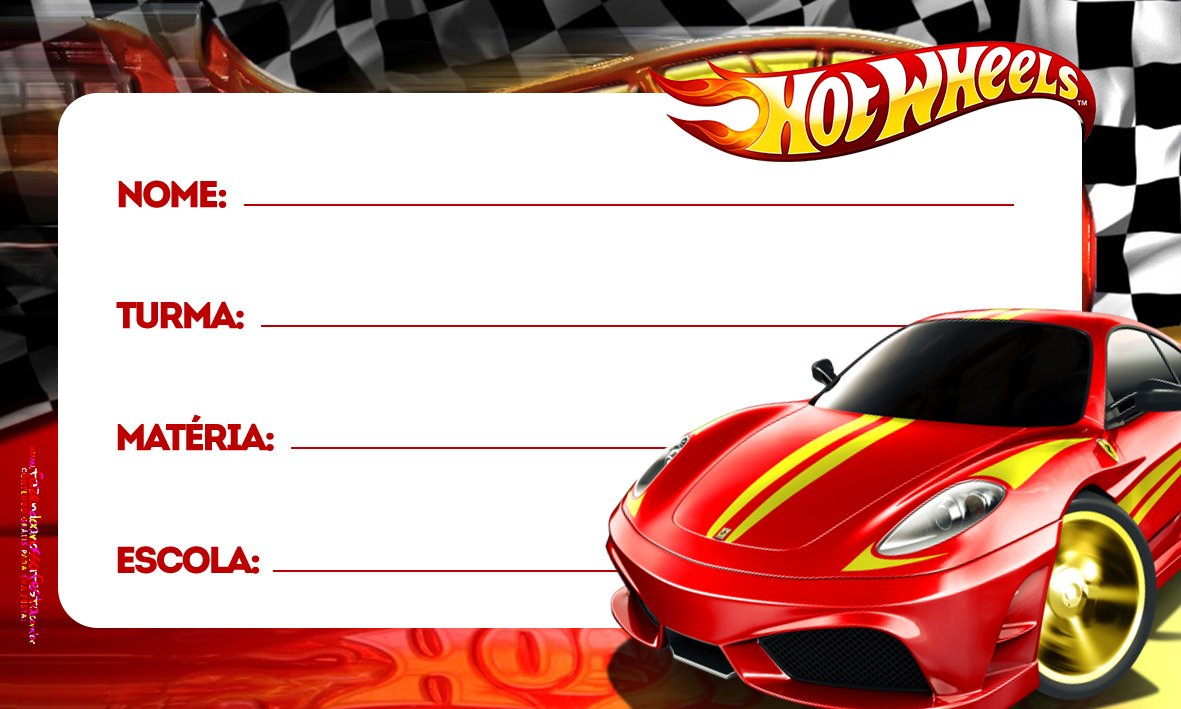 Hot Wheels Etiqueta Escolar Personalizada