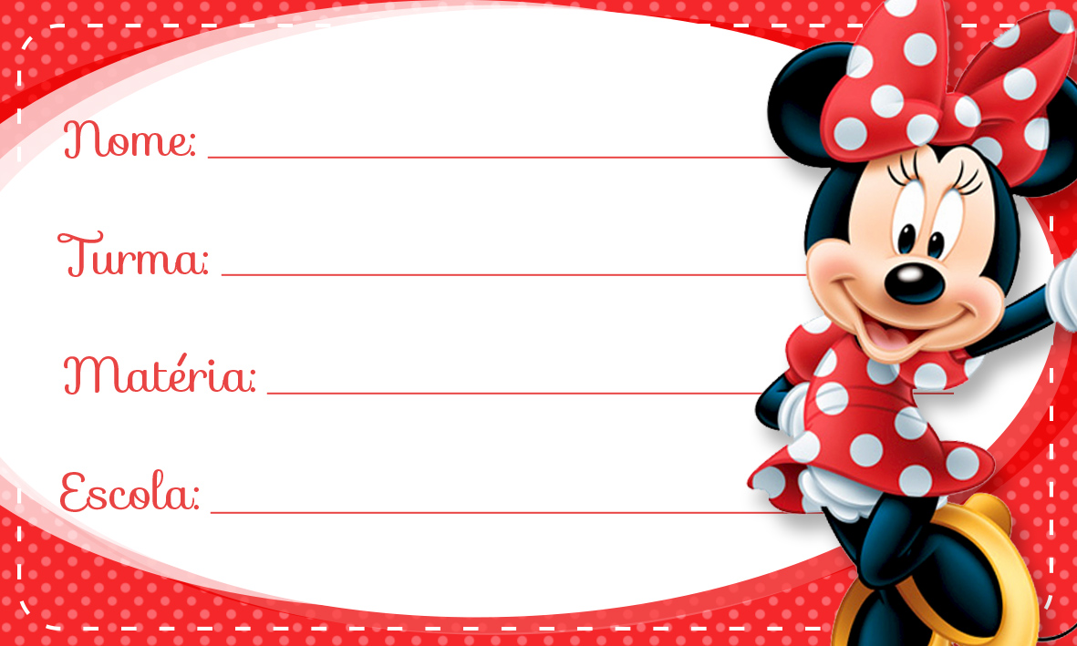 Minnie Vermelha Etiqueta Escolar