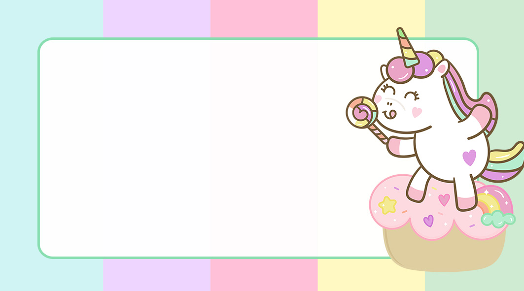 Unicórnio Candy Color Etiqueta Escolar para Imprimir