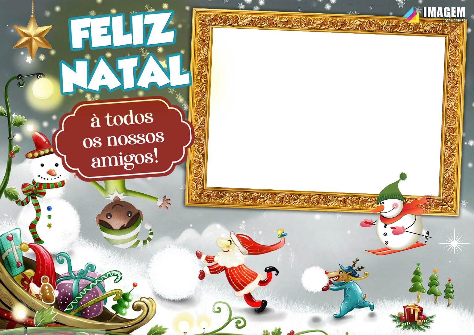 Moldura PNG Cartão de Feliz Natal - Imagem Legal