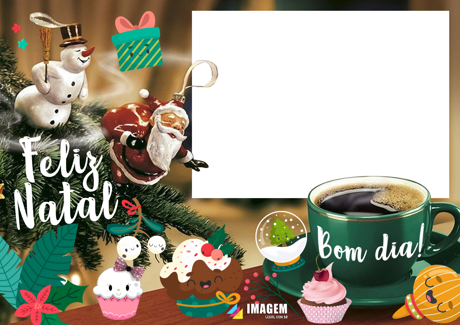 Moldura Feliz Natal de Bom Dia PNG | Imagem Legal