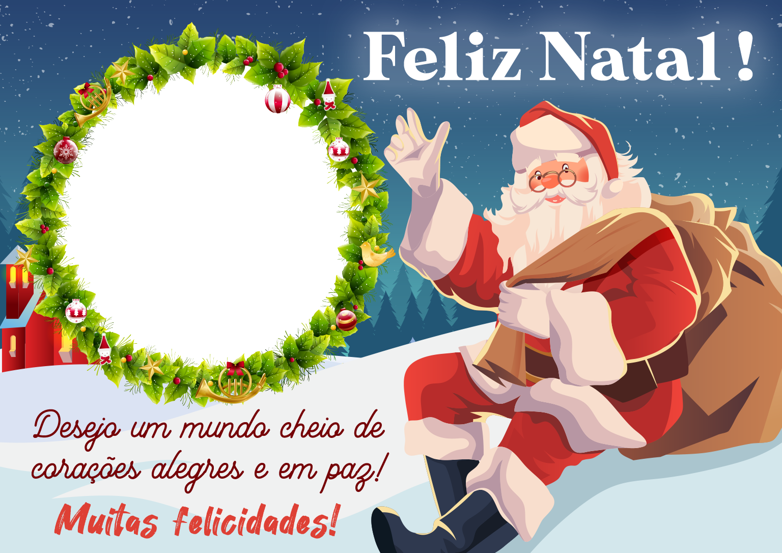 Baixe Papai Noel com Moldura de Feliz Natal PNG - Creative Fabrica