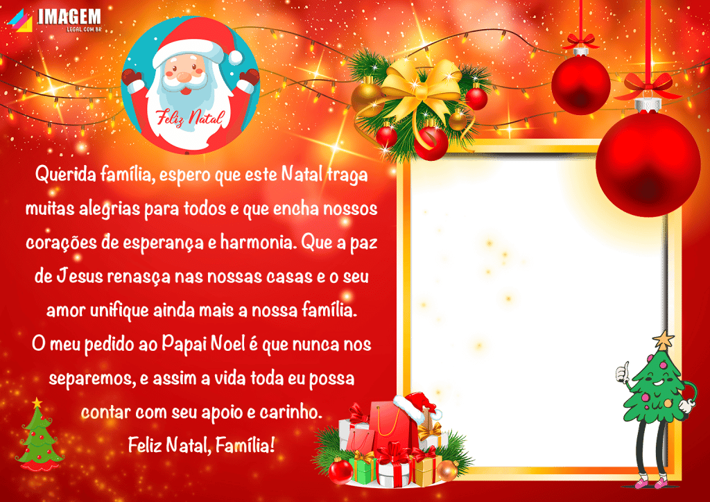 Querida Família Mensagem de Feliz Natal PNG Moldura - Imagem Legal