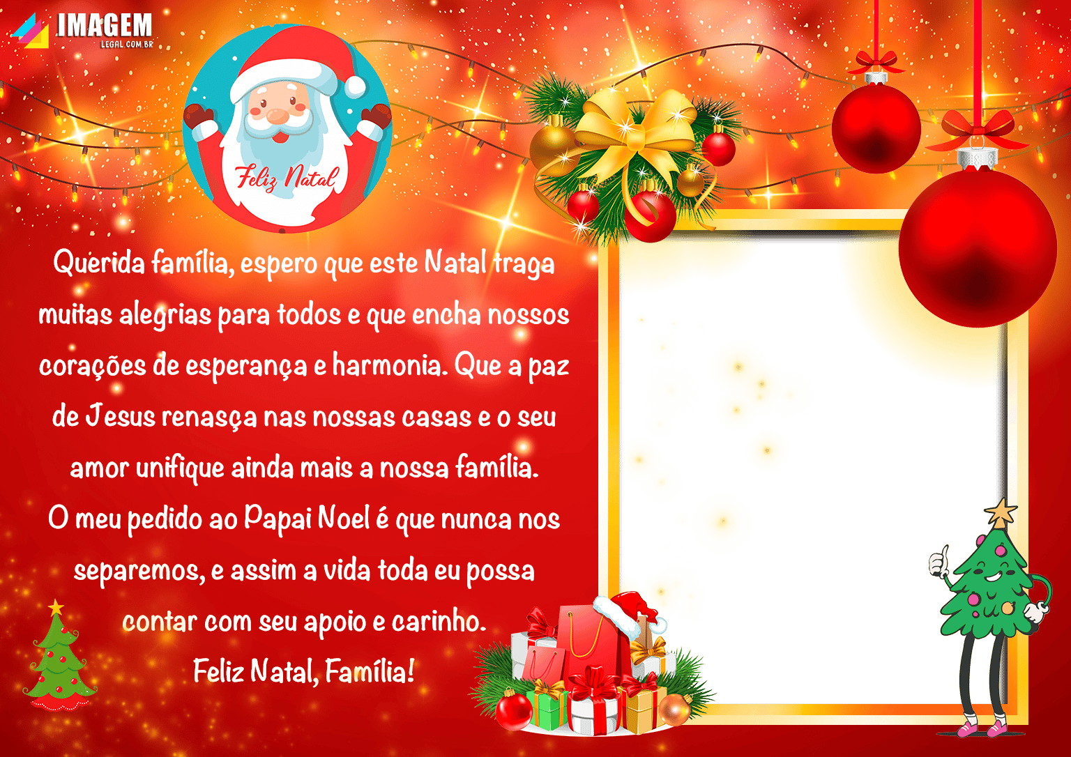 Querida Família Mensagem de Feliz Natal PNG Moldura - Imagem Legal