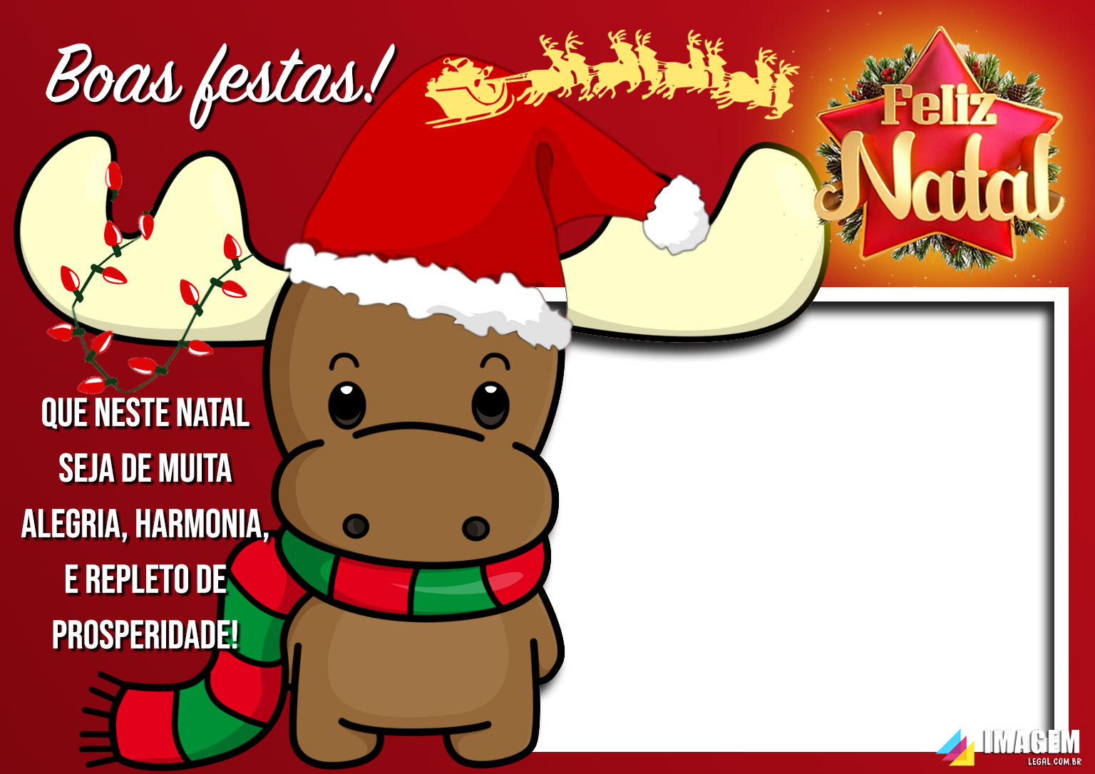 Desenho o Papai Noel Infantil Moldura de Natal PNG - Digital Grátis