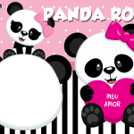 Moldura Panda Rosa PNG