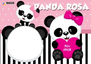 Moldura Panda Rosa PNG