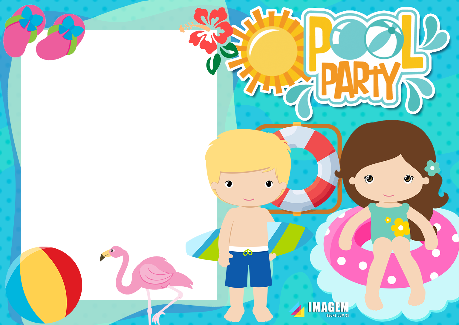 Moldura Pool Party PNG - Imagem Legal