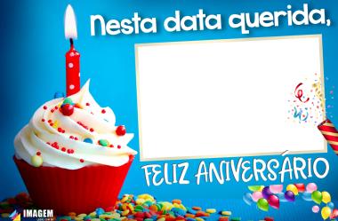 Moldura para Montagem de Fotos de Feliz Aniversário