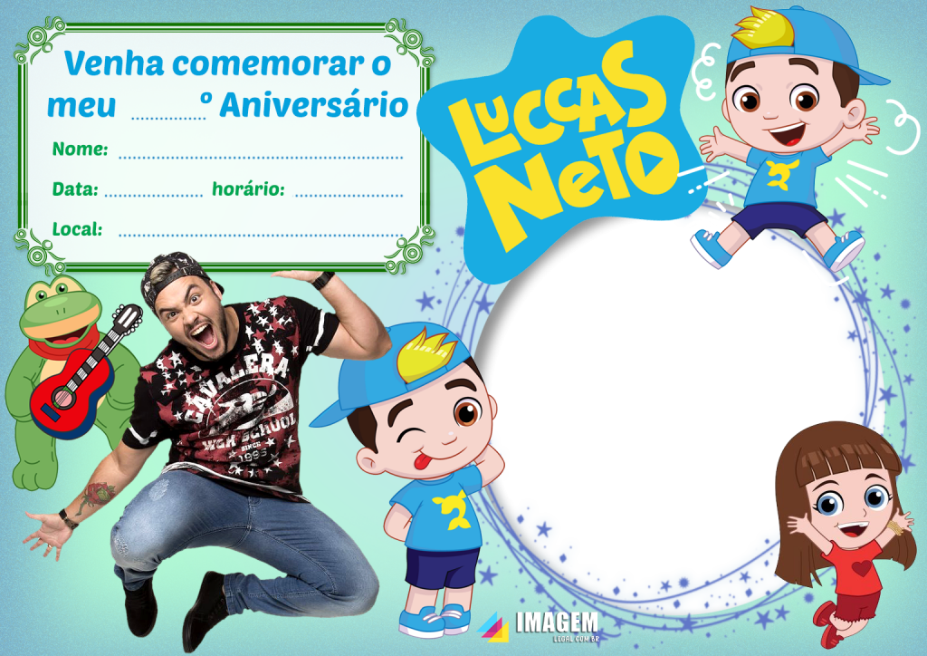 Convite Luccas Neto Aniversário para Editar - Imagem Legal