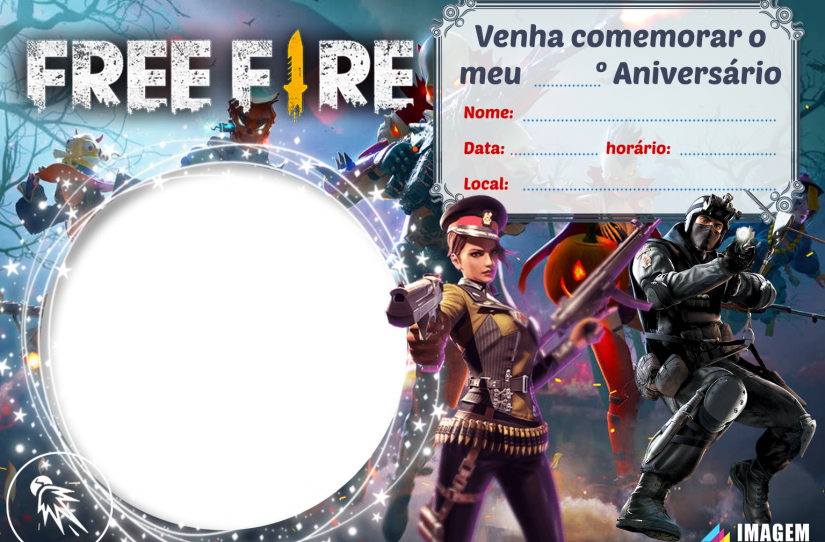 Convite de aniversário Free Fire para editar e para imprimir