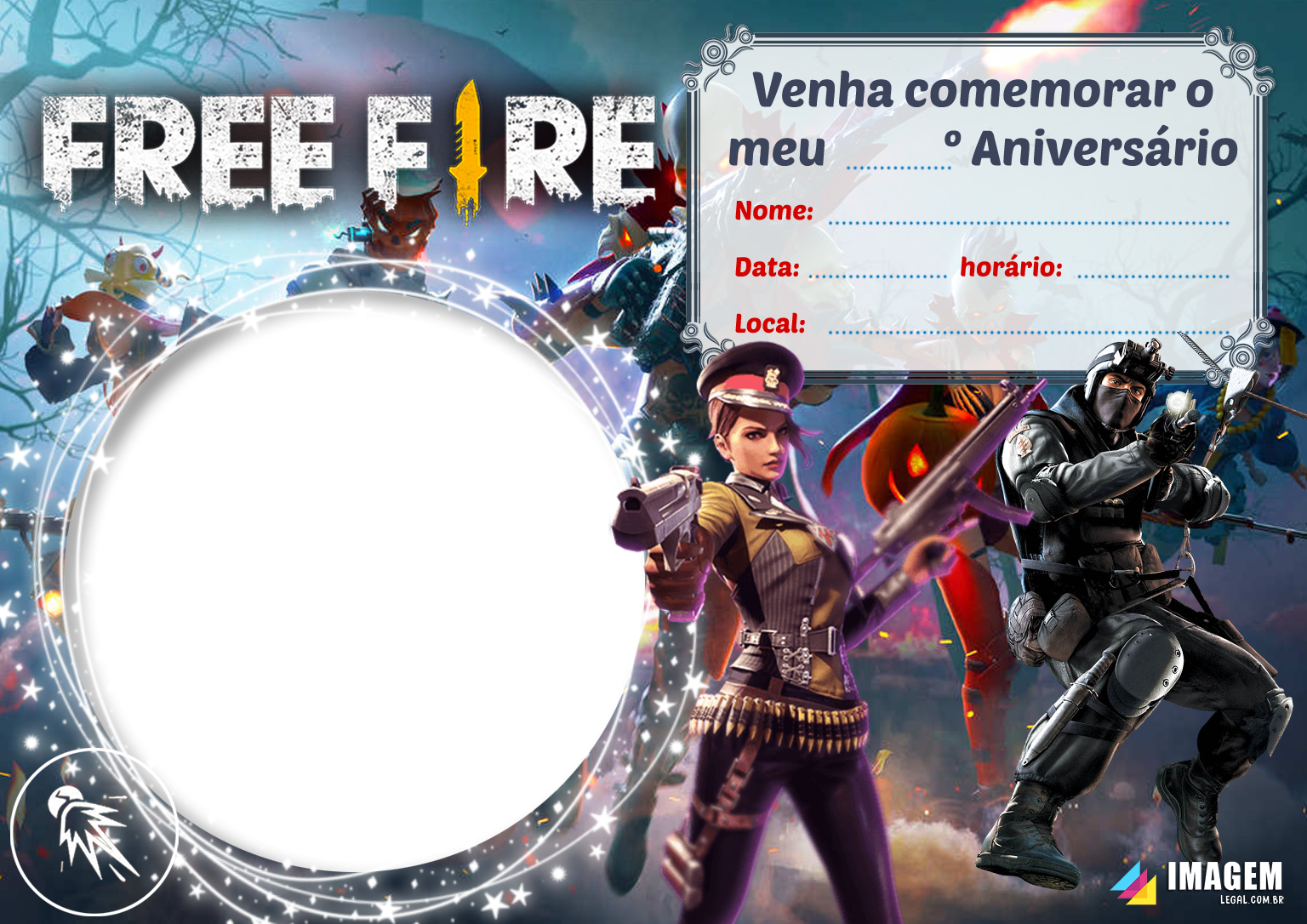 Convite de Aniversário Free Fire - Imagem Legal