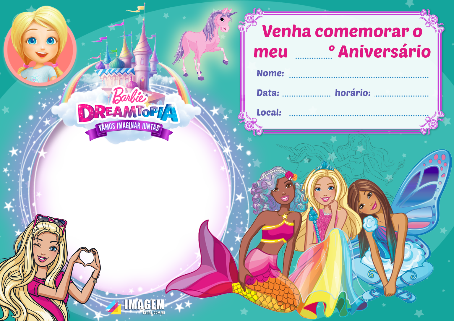 Convite De Aniversário Barbie Com Foto Edite Online