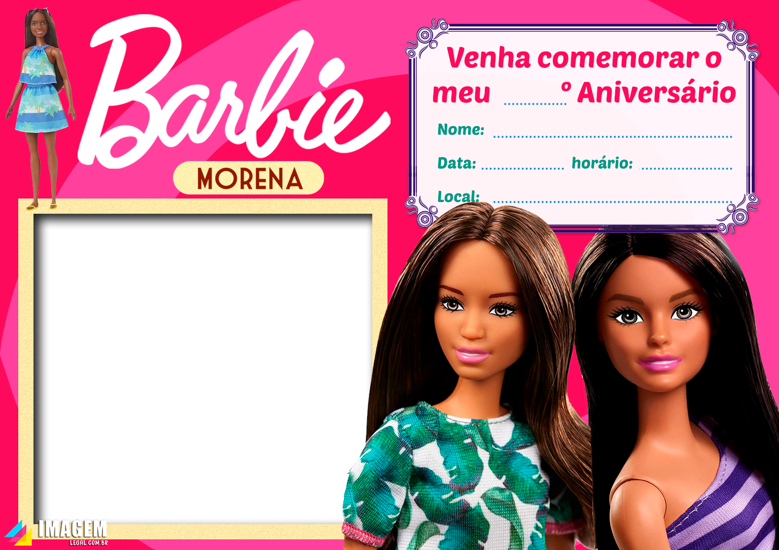 Convite Digital de Aniversário para Whatsapp Barbie