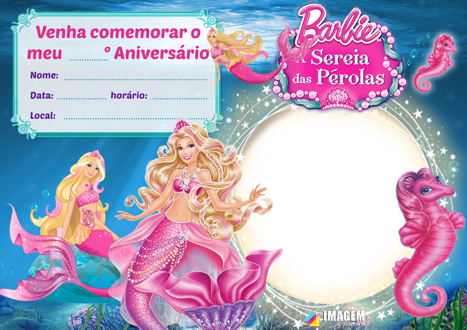 Convite Barbie Boneca para editar