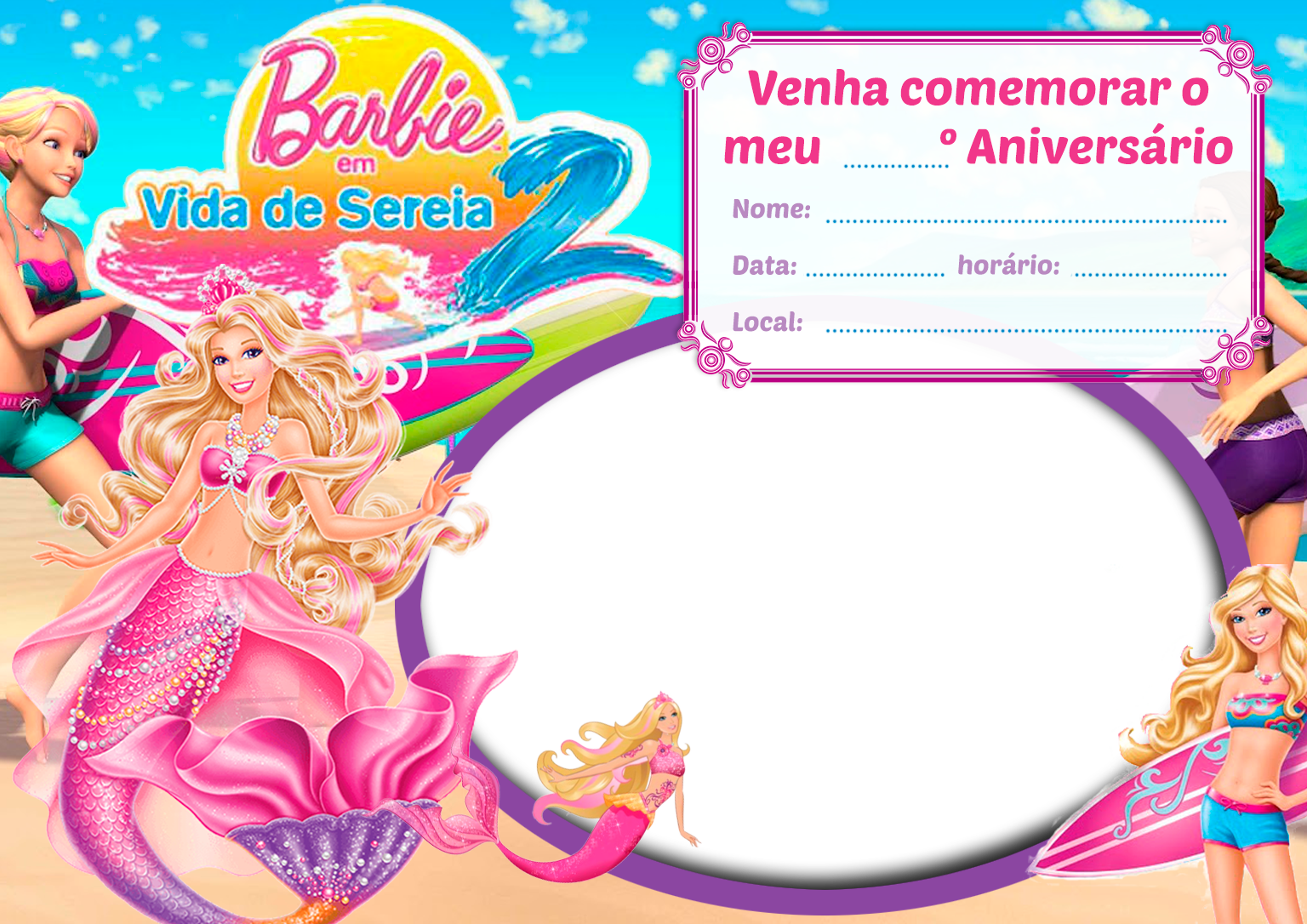 Convite de aniversário barbie digital Edite Online