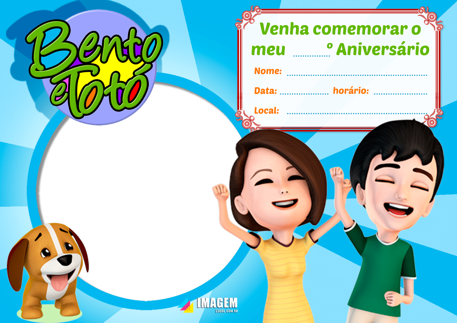 Convite de Aniversário para Editar com Montagem de Foto em PNG