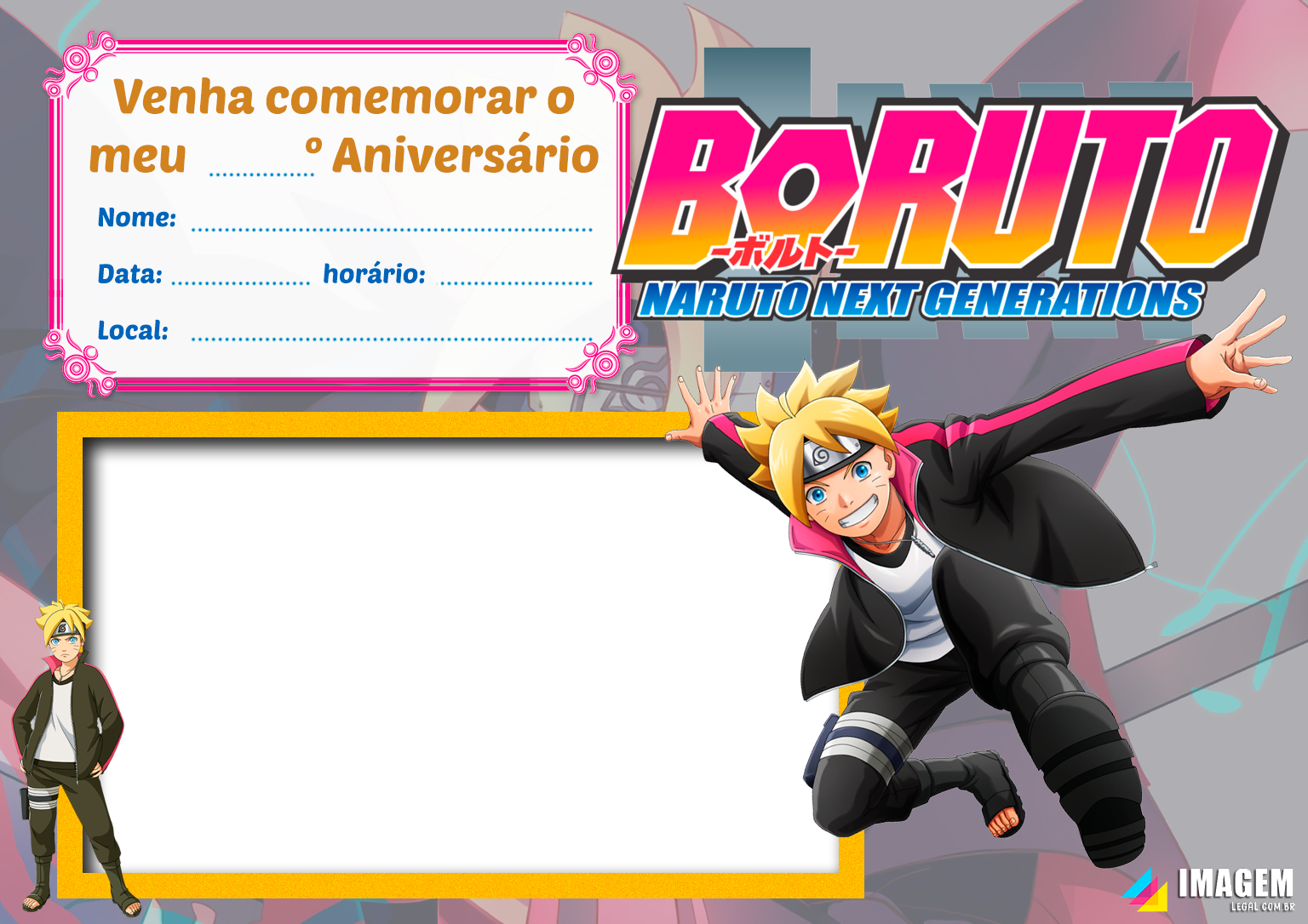 Convite Digital Boruto  Elo7 Produtos Especiais