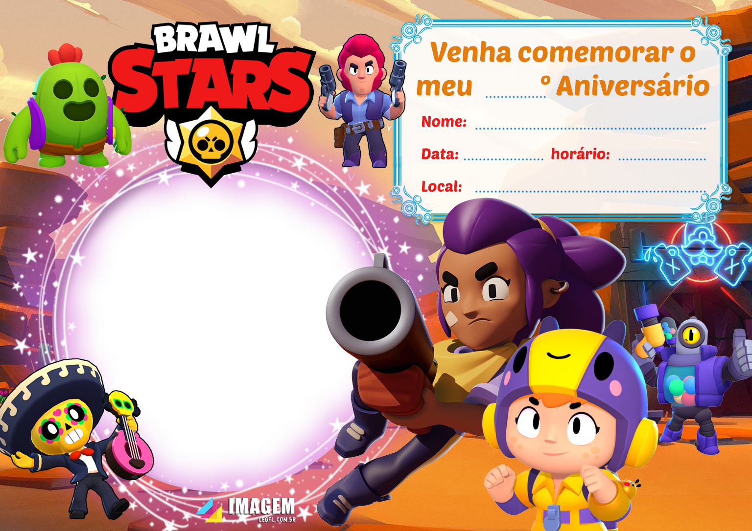 Convite Editavel De Aniversario Brawl Stars