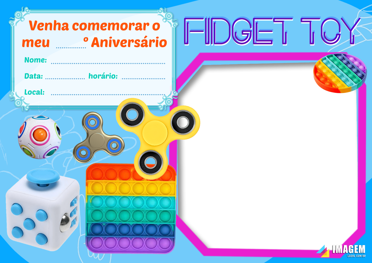 Convite de Aniversário para Editar com Montagem de Foto em PNG, Im…