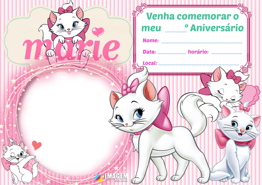 Convite Gatinha Marie Digital Virtual Whatsapp