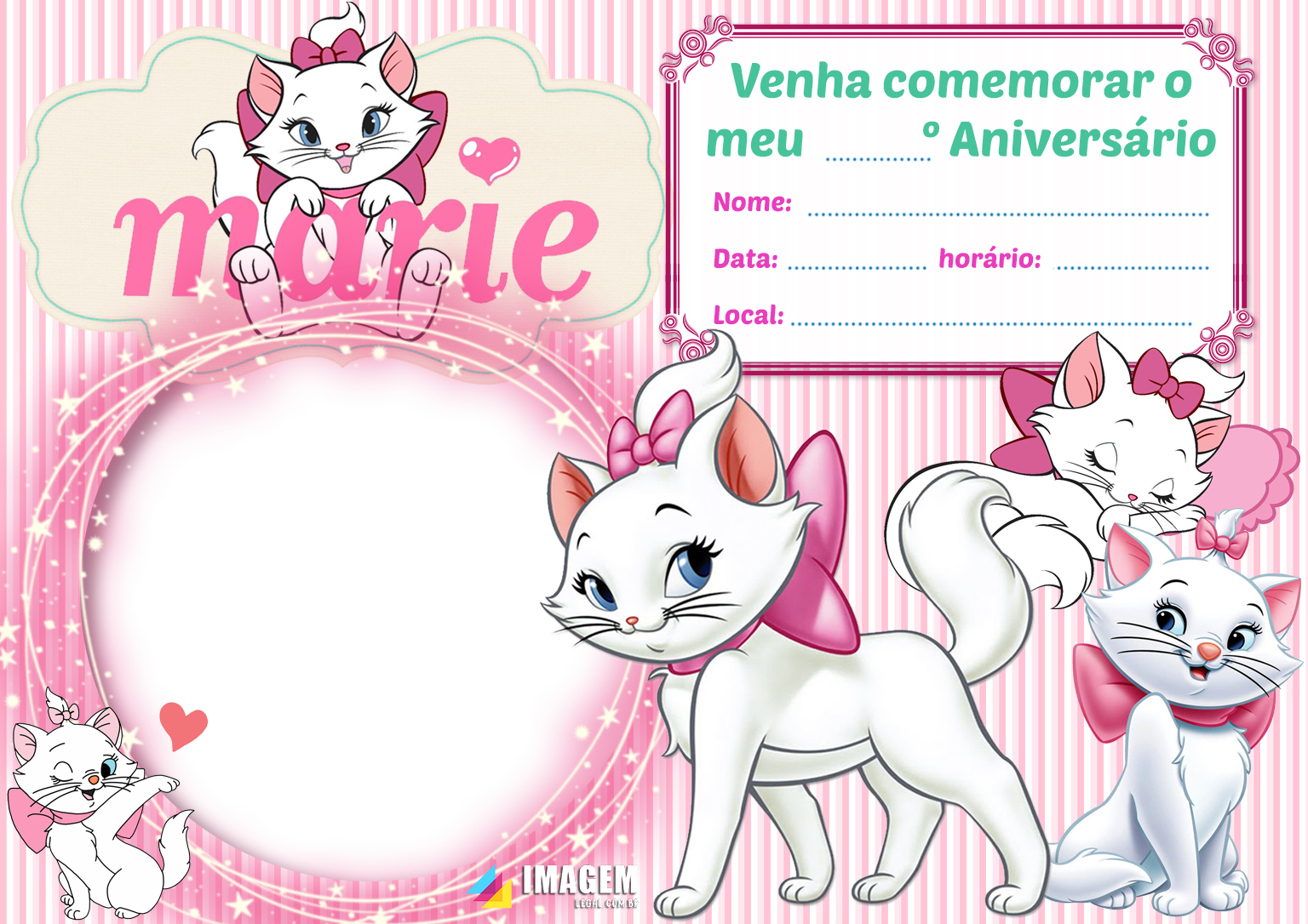 Convite Aniversário Gatinha Marie Edite Online