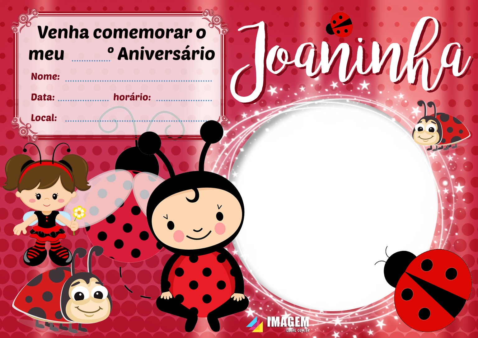 Convite ladybug png  Convite de aniversario ladybug, Convite da ladybug,  Convite joaninha