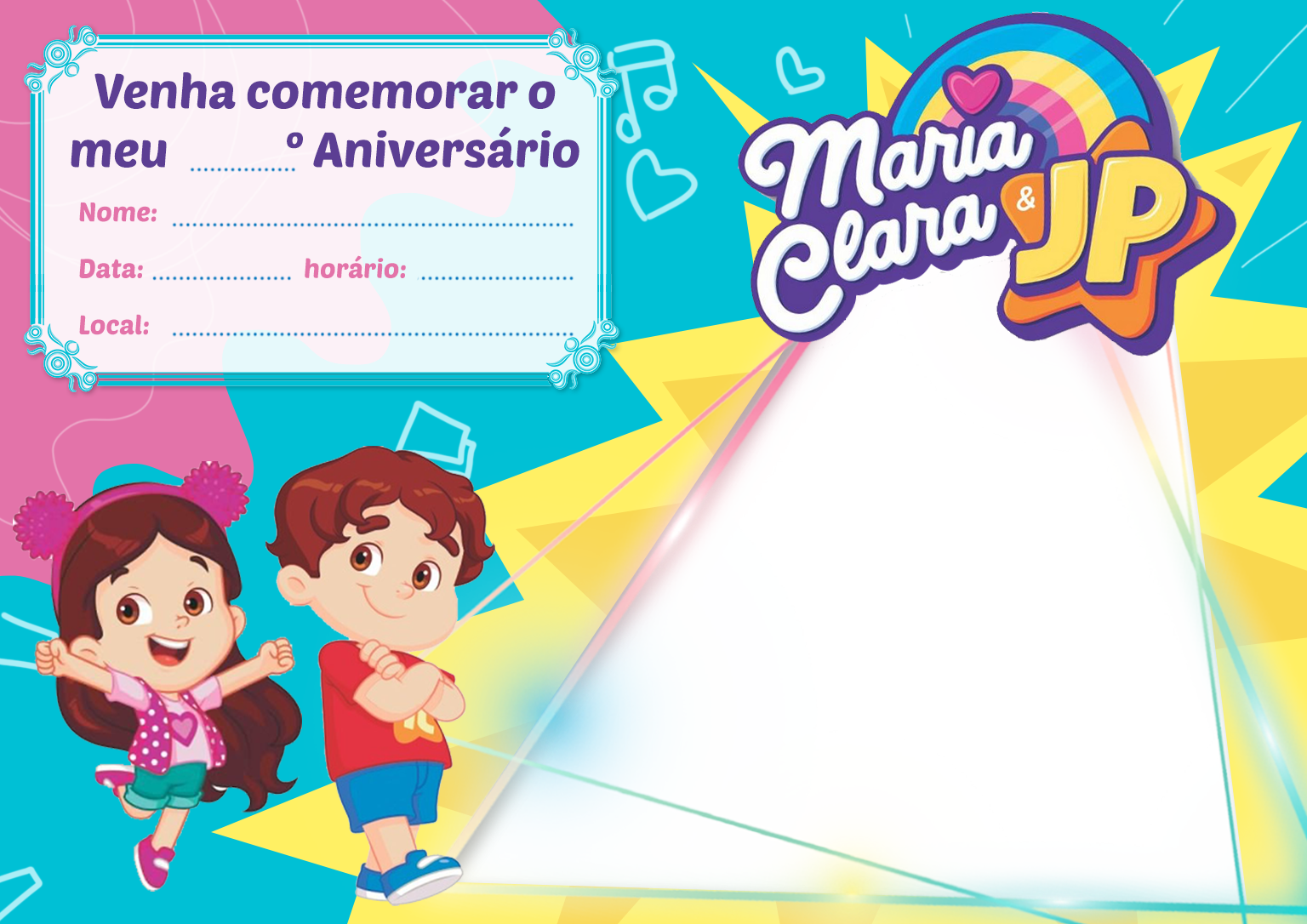 Convite de Aniversário Maria e JP PNG - Imagem Legal