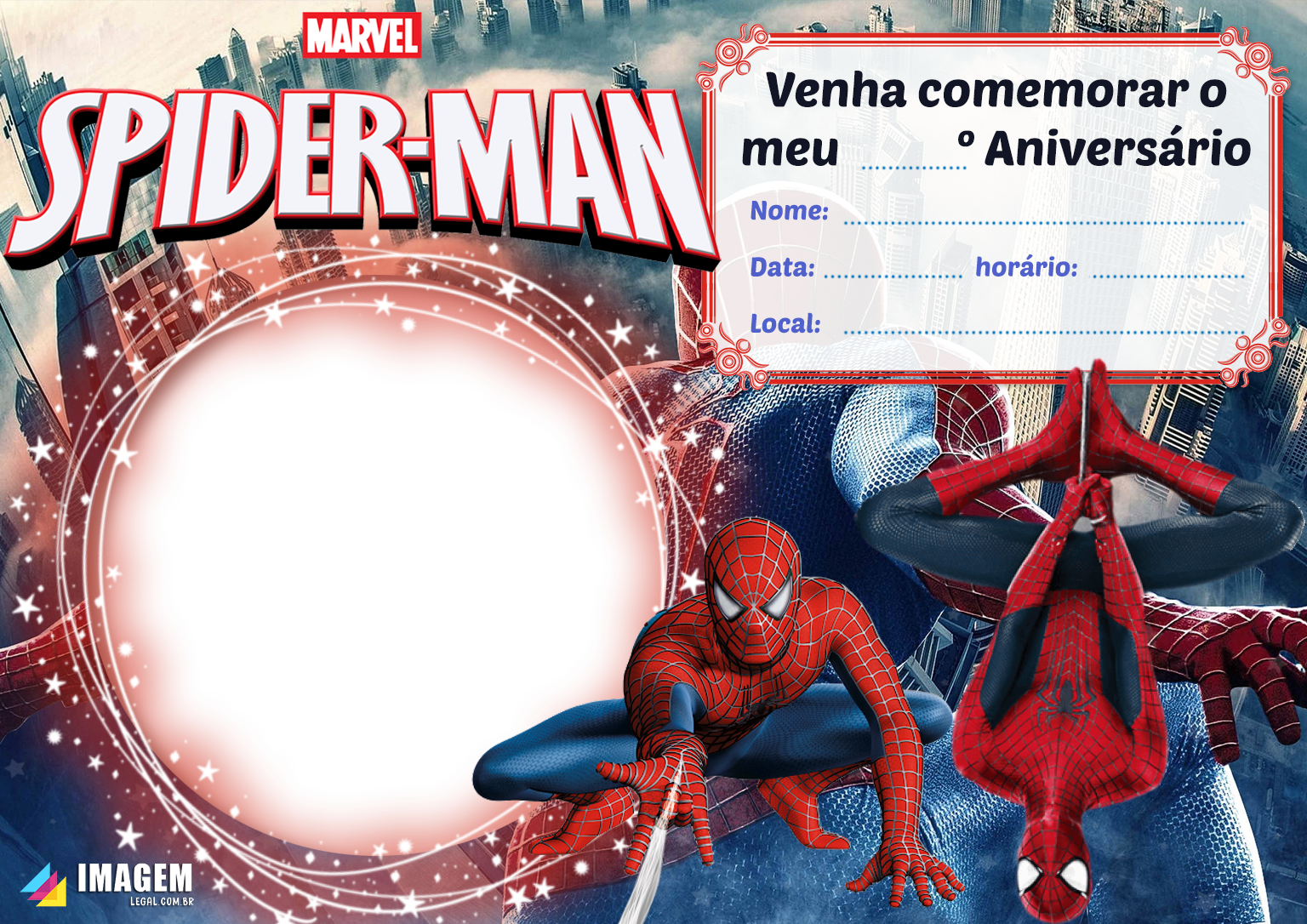 Convite online Homem Aranha grátis para editar