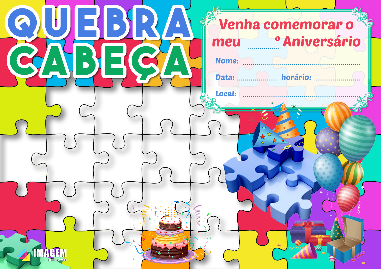 convite quebra cabeça