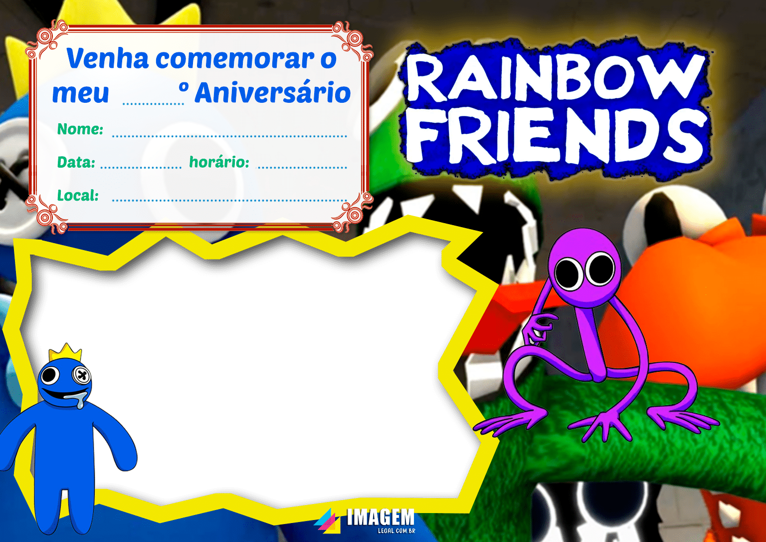 Criar convite de aniversário - Convite Roblox Azul