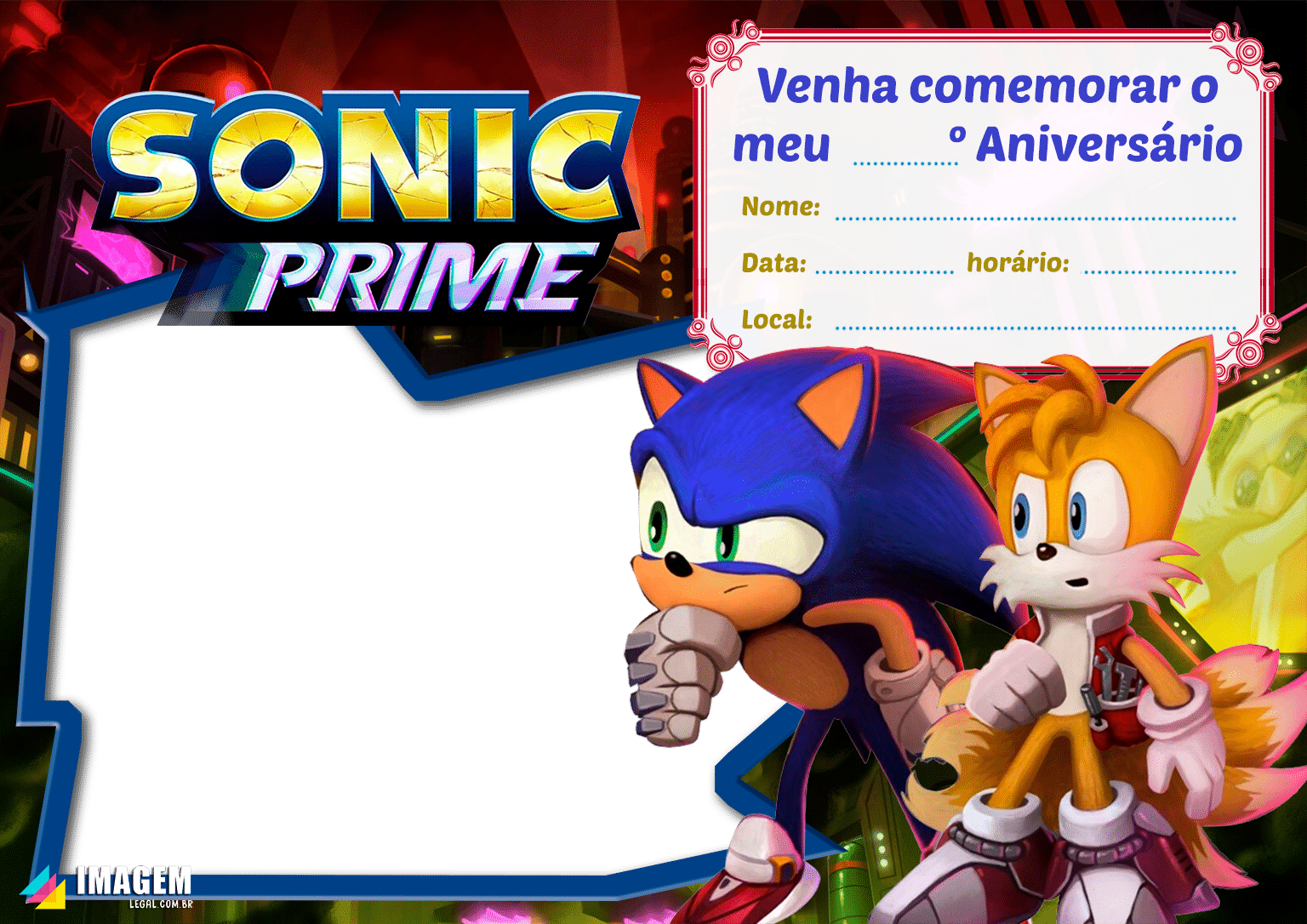 Convite de Aniversário do Sonic – Modelos de Convite