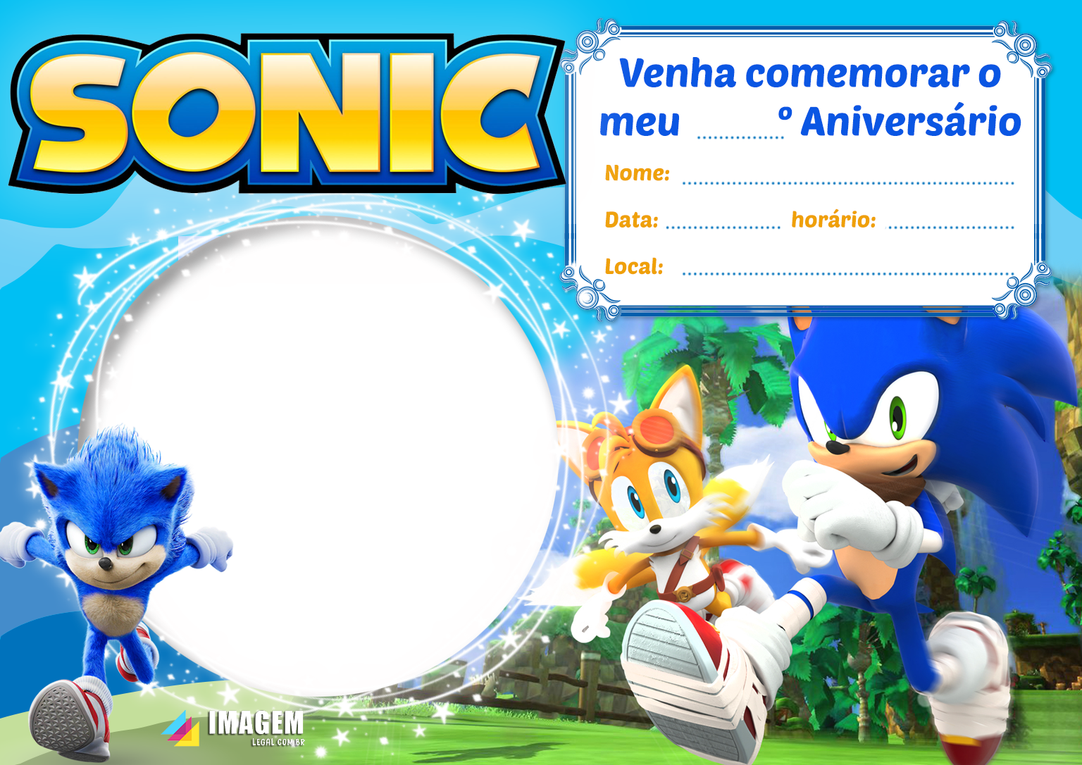 Convite Digital Sonic Azul Edite Online