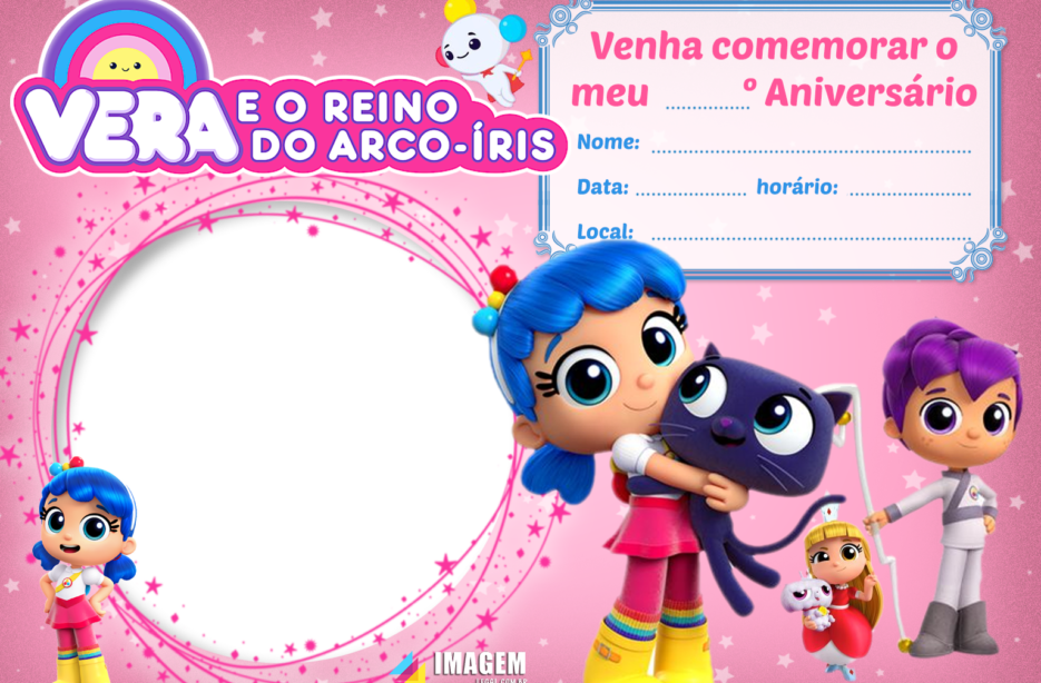 Convite de Aniversário Vera e o Reino do Arco Íris - Imagem Legal