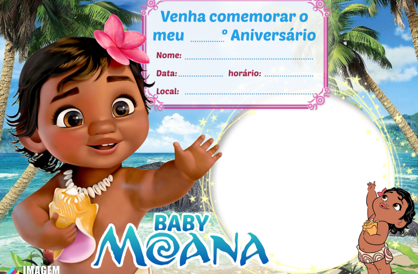 Convite de Aniversário Moana Baby | Imagem Legal