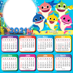 Calendário 2021 Baby Shark Foto Moldura Digital