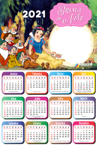 Montagem Calendário 2021 Branca de Neve