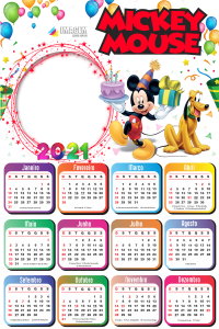 Calendário 2021 Mickey Mouse Montagem de Fotos