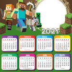 Calendário 2021 Minecraft Colagem de Foto