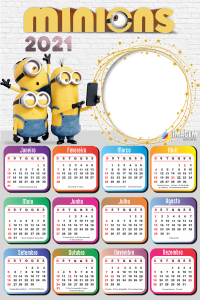 Calendário 2021 Minions para Foto Montagem